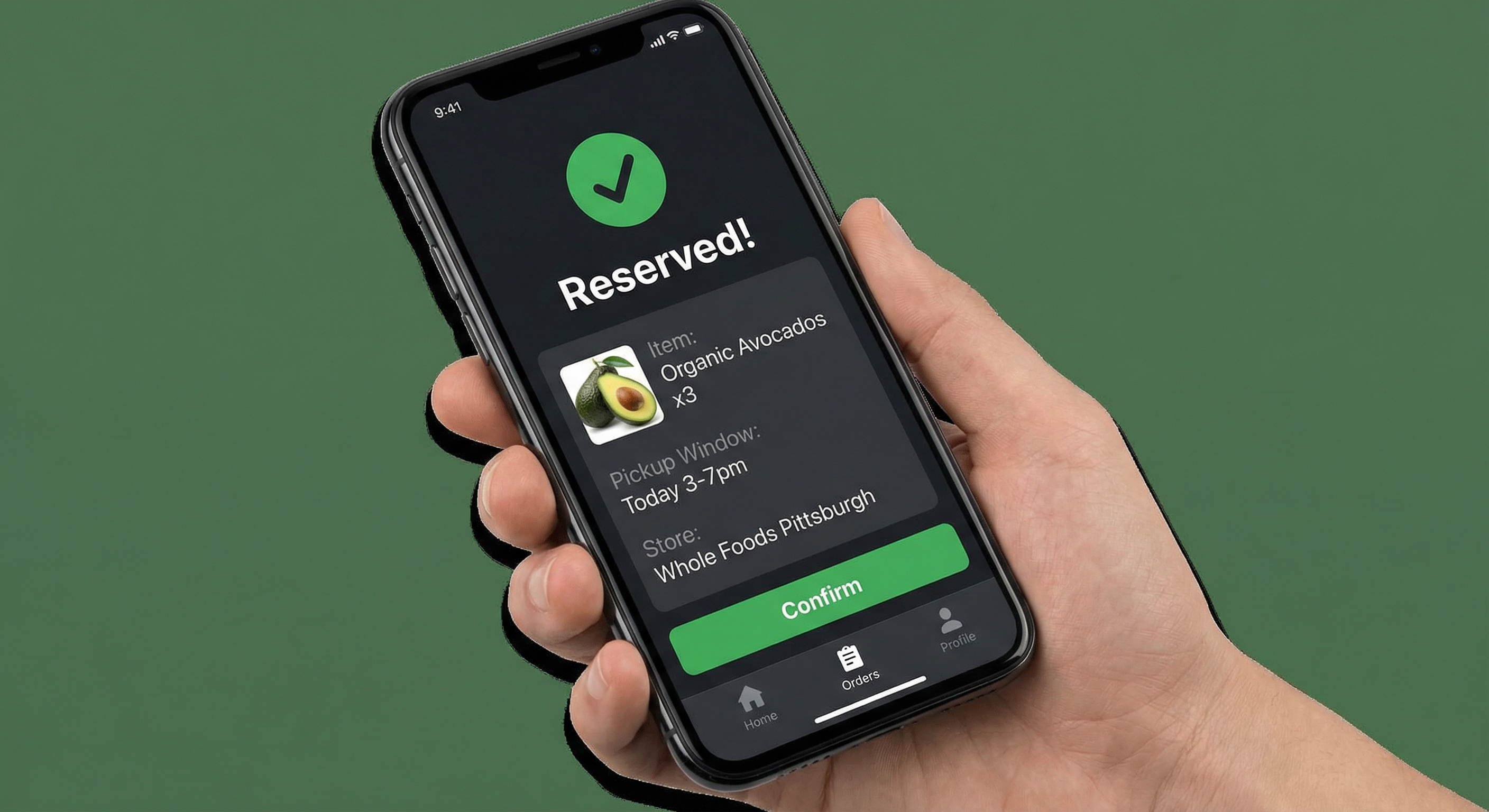 Reserve items screen
